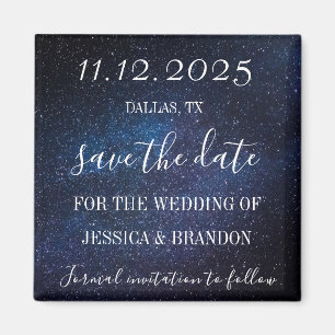 Imán de boda Galaxy Starry Night Azul Marino 