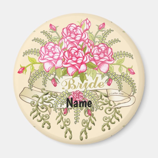 Imán de boda Novia Rosa (Frente)