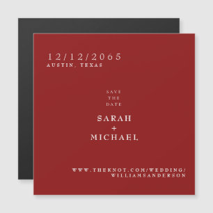 Imán de boda simple rojo rubí para salvar la fecha