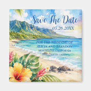 Imán de bodas de arena tropical de playa olas mode