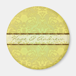 Imán de bodas de damasco verde Lime