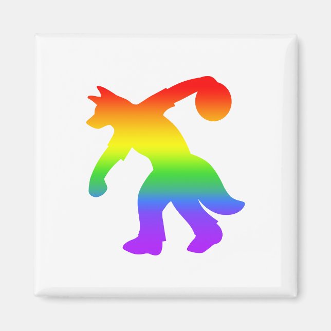 Imán de bolos de la Canina Antropomórfico Arcoiris (Frente)