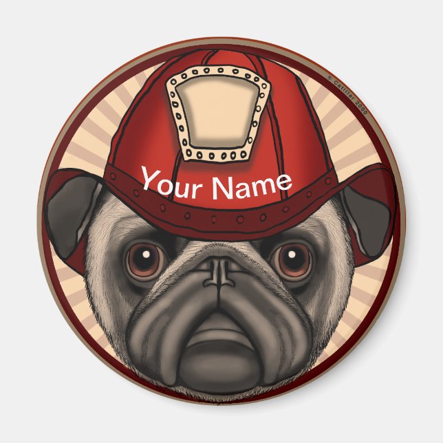 imán de Bombero Pug (Frente)