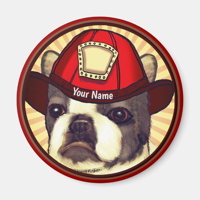 imán de bomberos del Boston Terrier (Frente)