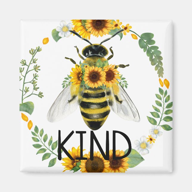 Imán de bondad de los girasoles pintados de Bee Be (Frente)