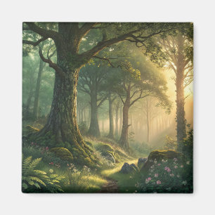 Imán de bosque Nature View con diseño rectangular