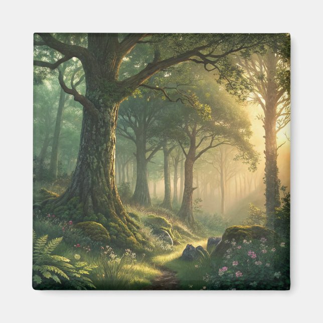 Imán de bosque Nature View con diseño rectangular  (Frente)
