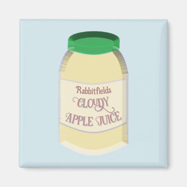 Imán de botella de zumo de manzana nublado (Frente)