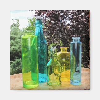Imán de botellas de vidrio coloridas