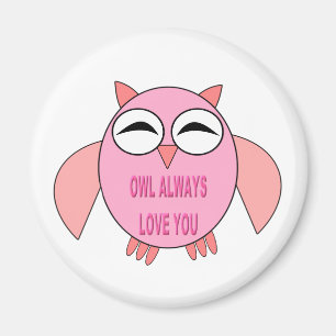 Imán de búho con mensaje de amor adorable
