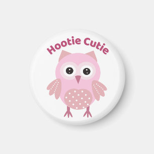 Imán de búho rosa Hootie Cutie