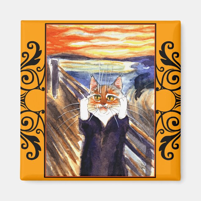 Imán de burla de gato, grito de Edvard Munch (Frente)