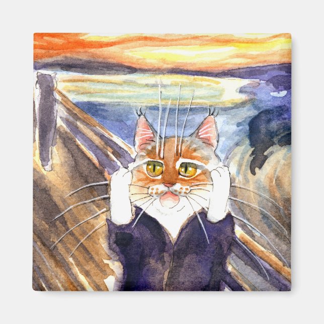 Imán de burla de gato, la crema de Edvard Munch (Frente)