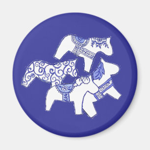 Imán de caballos azules y blancos