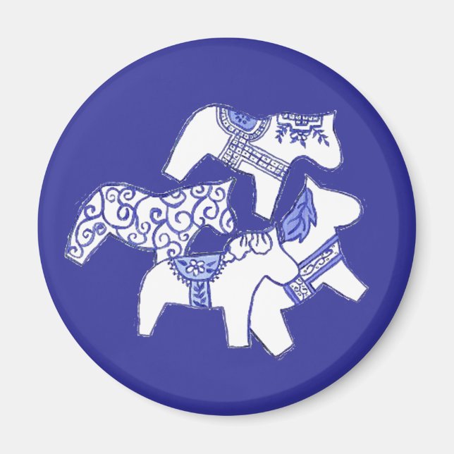 Imán de caballos azules y blancos (Frente)