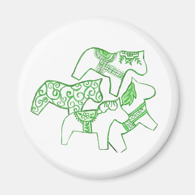 Imán de caballos verdes y blancos (Frente)