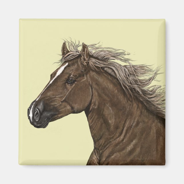 Imán de cabeza de caballo marrón (Frente)