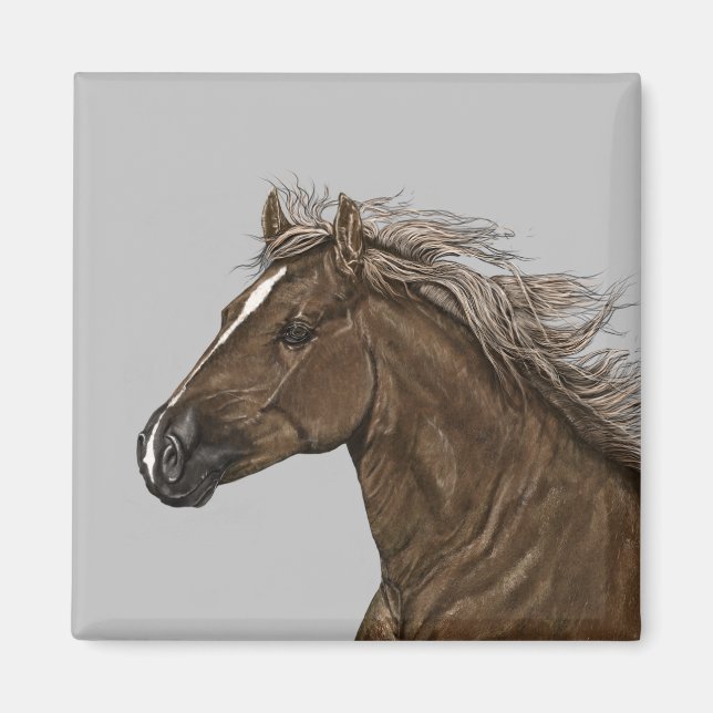 Imán de cabeza de caballo marrón (Frente)
