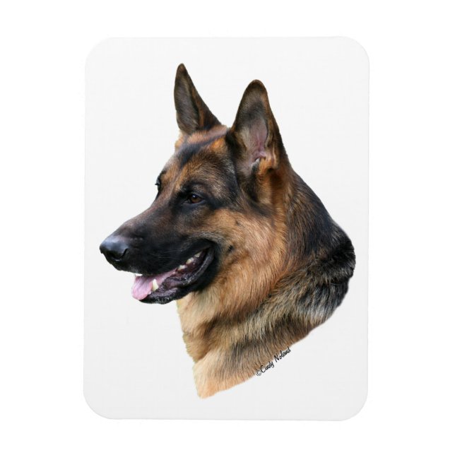 Imán de cabeza de perro pastor alemán (Vertical)
