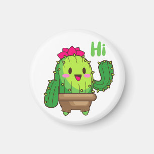Imán de Cactus Saludando – Cara de Planta Amigable