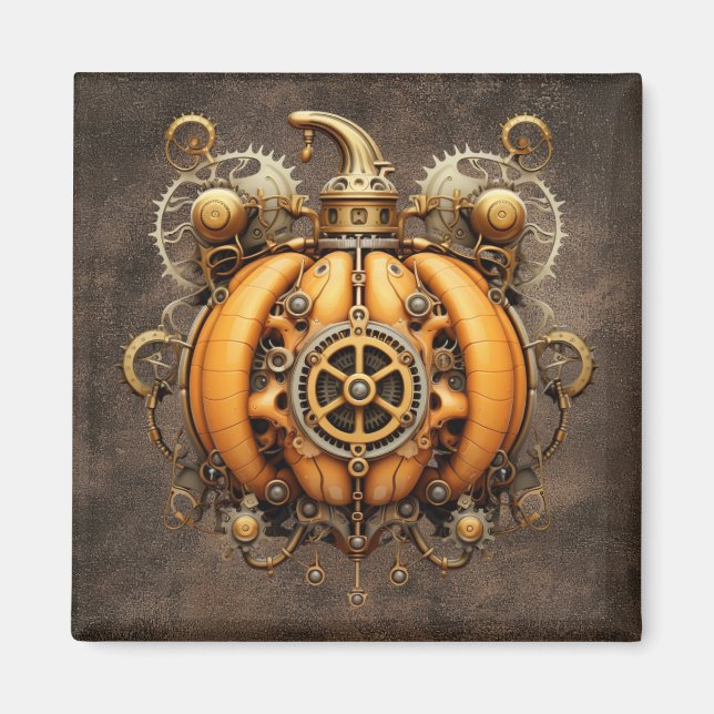 Imán de calabaza de Steampunk otoño (Frente)
