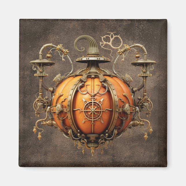 Imán de calabaza de Steampunk otoño (Frente)