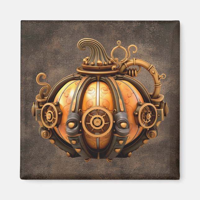 Imán de calabaza de Steampunk otoño (Frente)