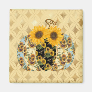 Imán De Calabaza Decorado Con Girasol