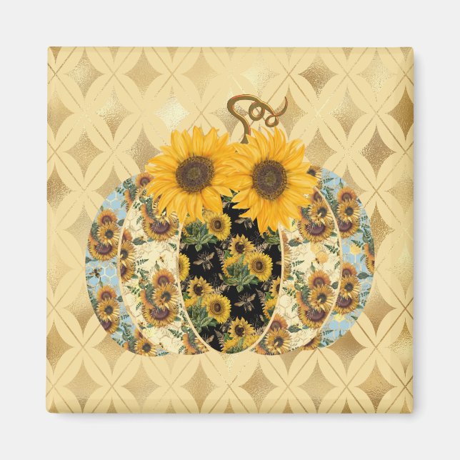 Imán De Calabaza Decorado Con Girasol (Frente)