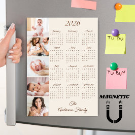 Imán de calendario 2026 con collage de fotos famil
