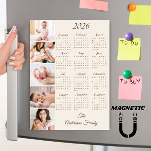 Imán de calendario 2026 con collage de fotos famil