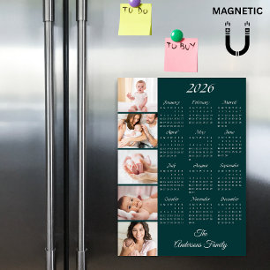 Imán de calendario 2026 con collage de fotos famil