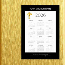 Imán de calendario 2026 de oro negro minimalista m