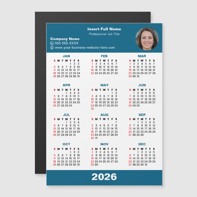 Imán de calendario 2026 para emprendedores (Anverso/Reverso)