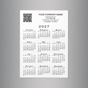 Imán de calendario 2027 con código QR para negocio
