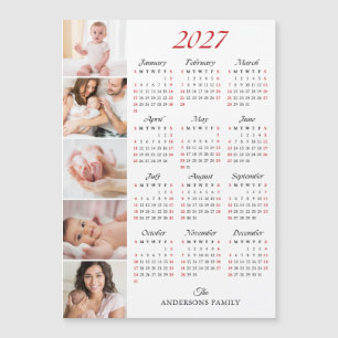 Imán de calendario 2027 con collage de fotos famil