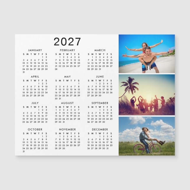 Imán de calendario 2027 con collage de fotos perso (Anverso)
