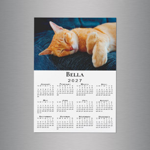 Imán de calendario 2027 con foto y nombre personal