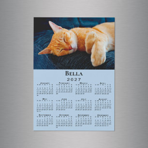 Imán de calendario 2027 de nombre de foto personal