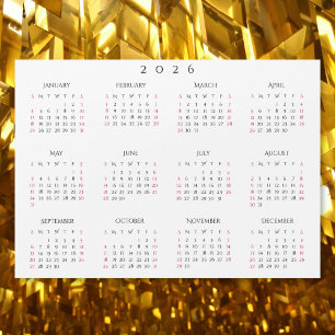 Imán de calendario anual completo Simple White 202