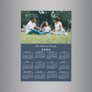 Imán de calendario azul personalizado con nombre d