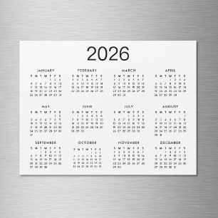 Imán de calendario clásico en blanco y negro 2024