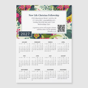Imán de calendario de Escrituras 2027 regalo flora