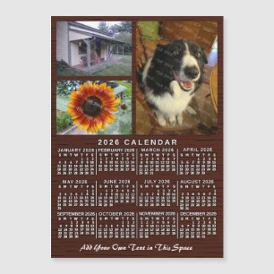 Imán de calendario de madera personalizado con 3 f