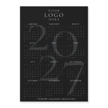 Imán de calendario de negocios logo negro minimali