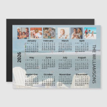 Imán de calendario de playa con 6 fotos para 2026