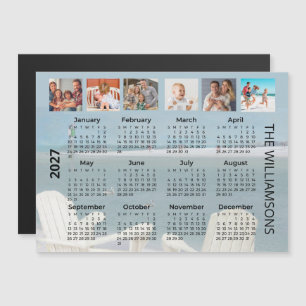 Imán de calendario de playa con 6 fotos para 2026
