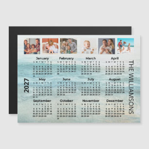 Imán de calendario de playa con 6 fotos para 2027