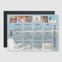 Imán de calendario de playa con 6 fotos para 2027