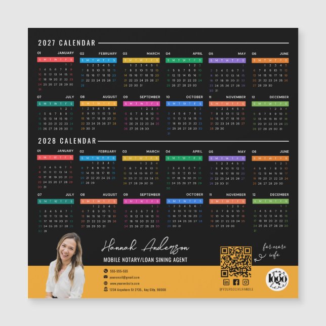 Imán de calendario empresarial con logotipo person (Anverso)